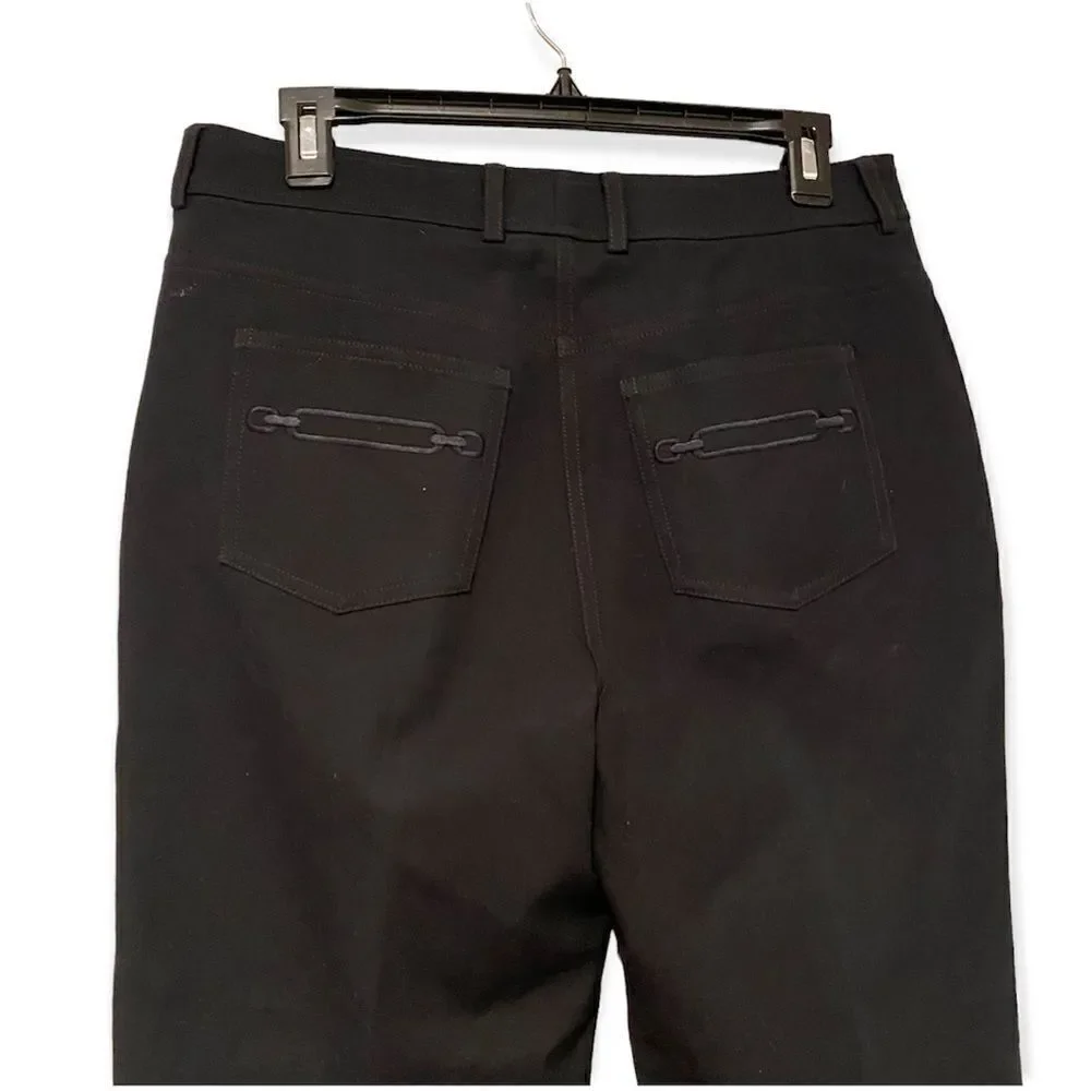 St. John Caviar Black Wide Leg High Rise Pants Size 10 - Picture 4 of 6